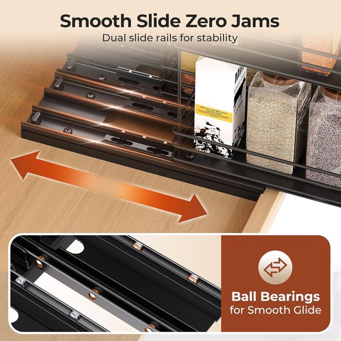 Організатор для спецій Orimade - висувна полиця для спецій, 3 шт (2 шт 5см, чорний)