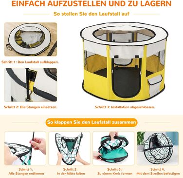 Переносний вольєр для тварин Allsopets: клітка для собак, котів, кроликів (XL, жовтий)