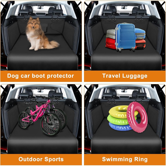 Захисна килимок для собак у багажник, універсальний, нековзний, водонепроникний, для заднього сидіння, зносостійкий, можна прати, для подорожей в авто, вантажівці, SUV (чорний)