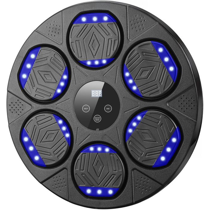 Музична боксерська машина Silencomfort з LED-підсвіткою та кріпленням для рукавичок, 9 режимів швидкості та режим підрахунку, Bluetooth для занять та зняття стресу (чорний)