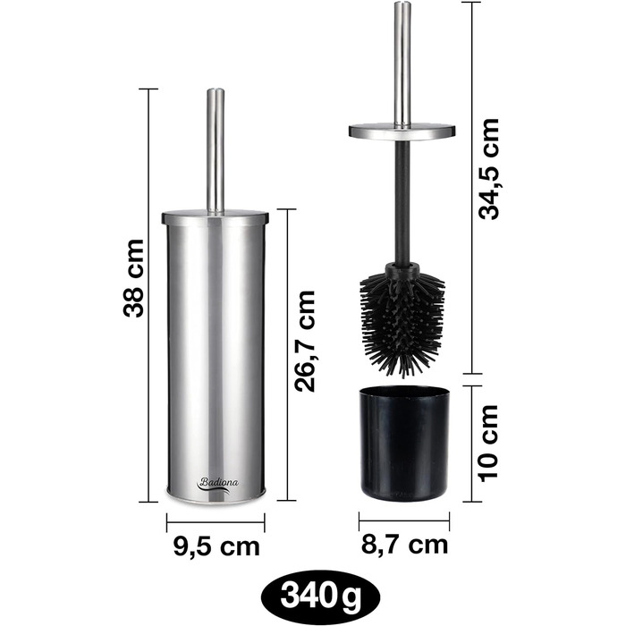 Набір для чищення унітазу з силіконової щітки та нержавіючої сталі | Чорний колір | Аксесуари для ванної кімнати