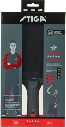 Тенісний настільний ракетковий набір STIGA Prestige 5-Star – професійний, висока швидкість, ITTF-сертифікована гума, 2.0 мм губка, WRB технологія, зручна ручка