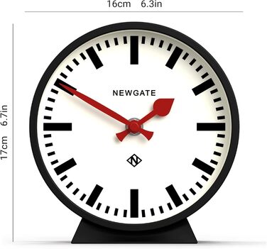 NEWGATE® M Mantel Clock for Fireplace Inserts, Silent, No Ticking, Modern Mantel Clock, Small Mantel Clock, Railroad Dial, Black