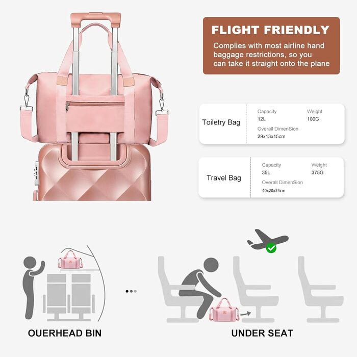 Набір валіз Sea Choice Hardshell Trolley 5шт. з TSA замком, рожеве золото (55/65/76 см)