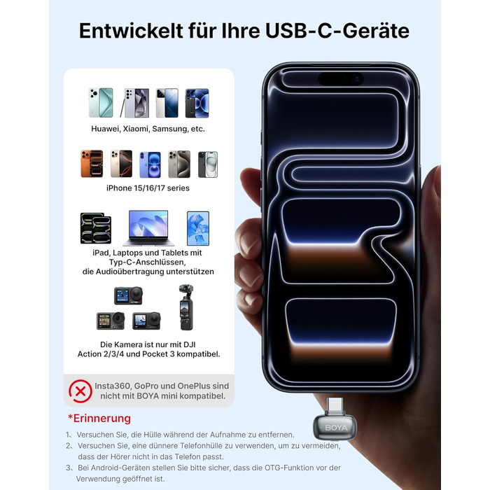 BOYA MINI 2: Бездротовий мікрофон-лавал'єр для iPhone, Android, Vlogging, YouTube, інтерв'ю (Space Silver)