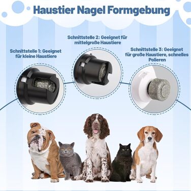 Шліфувальник кігтів для собак - тример для кігтів з 3 насадками, тихий та потужний, з LED-підсвіткою та 3 швидкостями, підходить для собак, котів та інших тварин