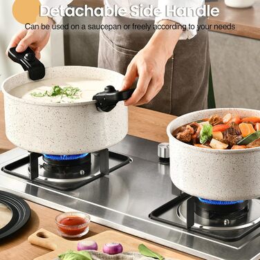 Набір посуду STONE B-23 (23 предмети) з керамічним покриттям, знімні ручки, індукція, сумісний з духовкою, для дому та кемпінгу