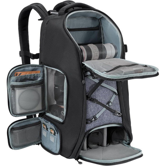 Рюкзак для камери K&F Concept 30L, водонепроникний, з захистом від дощу, для DSLR/SLR, 16