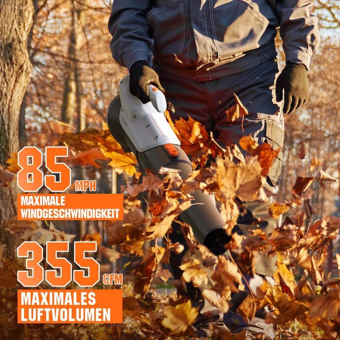 Litheli Leaf Blower Battery-Powered Leaf Blower with Turbocharger, 137km/h Air Speed, 604m³/h Air Volume, with 10000mAh Battery, Suitable for Garden Maintenance, Lawn Care, and Snow Removal.
