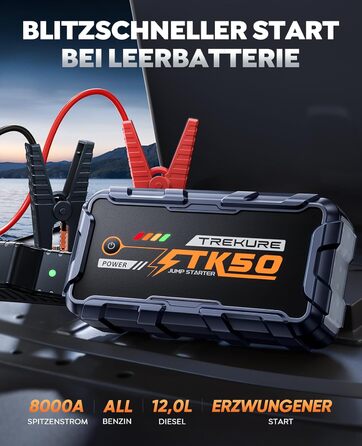 Powerbank для авто 8000A Starthilfe (бензин/дизель) 26800mAh з ліхтарем та USB
