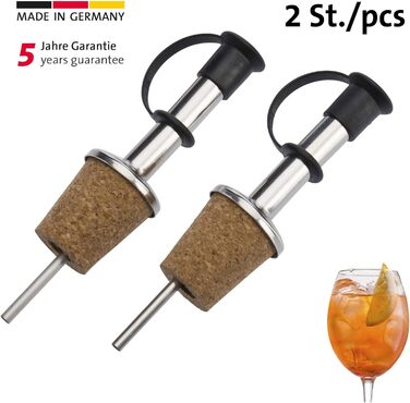 Виливники для пляшок Westmark 2 шт. (спирт, олія, оцет), нержавіюча сталь, корк, з повітряною трубкою, з петлею, сріблясті