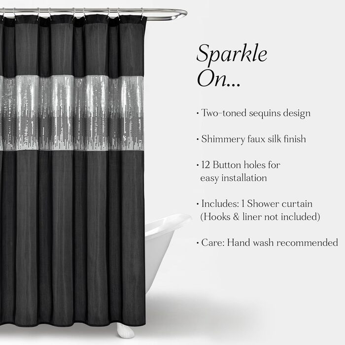 Шторка для душу Lush Decor Night Sky, 183 x 183 см, сірий та білий колір