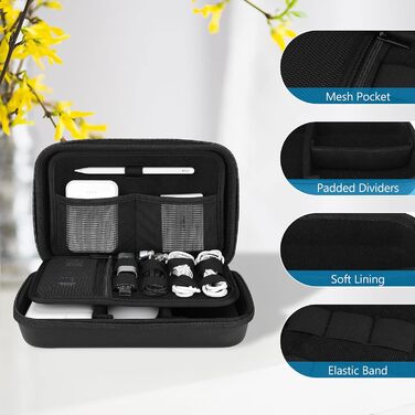 Органайзер для аксесуарів ProCase: кейс для кабелів, адаптерів, USB-накопичувачів та іншого електроніки (чорний)