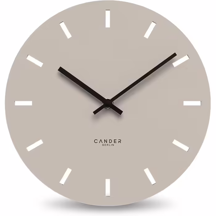 Cander Berlin MNU 2530 P Wall Clock Silent Ticking 30 cm Analog Kitchen Living Room Modern Vintage Warm Gray MDF