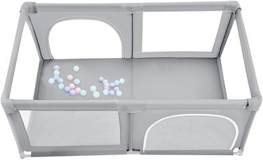 Лягувачка для цуценят з дверцятами, 180 x 120 x 66 см, сірий колір. Міцна, з нейлону, для собак та цуценят, легко миється.