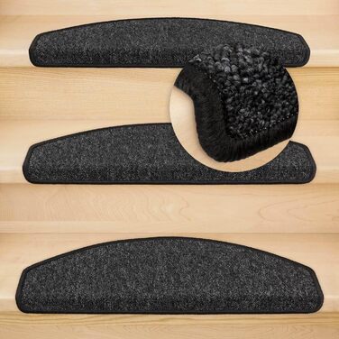 Сходинкові килимки Kettelservice-Metzker Imago: набір з 15 штук, антиковзаючі, з фетровою підкладкою (антрацит)