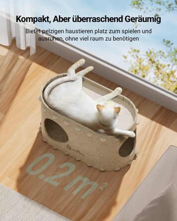 Felt Cat Cave, Felt Cat House, Cat Bed, Cat Cave for Cats, 58 x 33 x 30cm, Peek-a-Boo for Play, Winter-Proof, Nail Protection, Beige