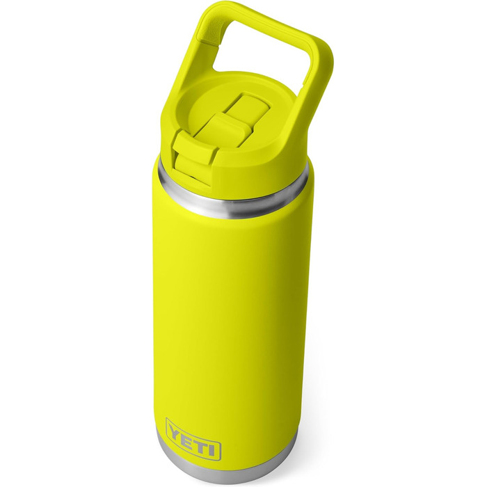 YETI Rambler C Drink Straw Bottle, vacuum-insulated stainless steel bottle with straw lid, 26 oz (769 ml) (Firefly Yellow)