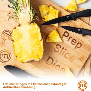 Набір кухонних ножів MasterChef: кухонний, овочевий, для чищення, нержавіюча сталь, антипригарне покриття, Soft-Touch ручки, чорний, 3 шт.