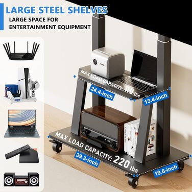 Мобільна підставка для телевізора з колесами 42-100 дюймів, регульована по висоті, VESA 900x600, до 82 кг