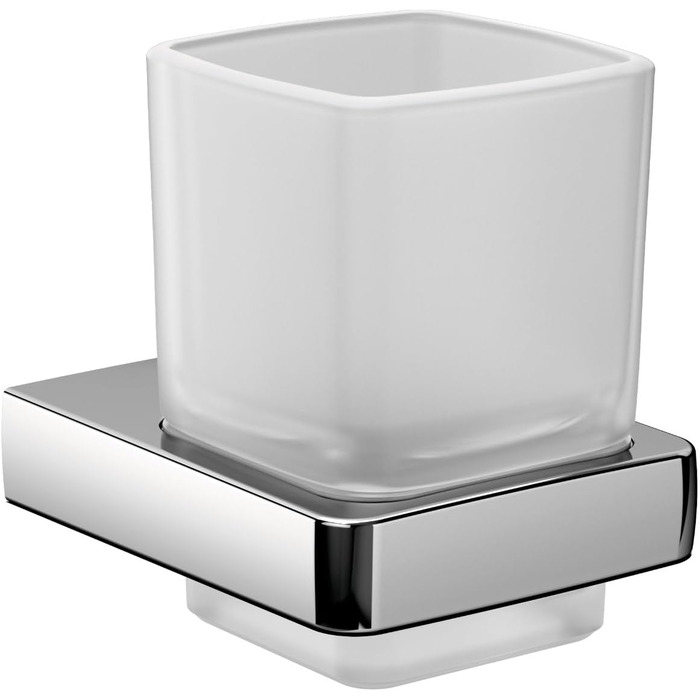 EMCO Trend Toothbrush Holder, Bathroom Accessories, Satin Crystal Glass/Chrome, 022000100, Metal, Grey, One Size