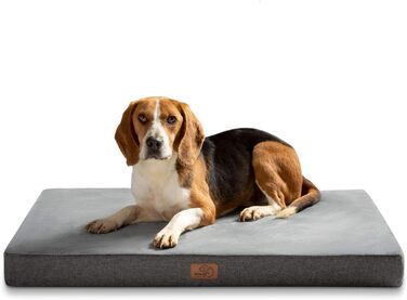 BEDSURE Orthopedic Dog Bed - Large Dogs - 89x56x8cm Washable Dog Bed with 2 in 1 Memory Foam, Cozy Dog Mat/Dog Mattress, (L 120 x W 74 x H 10 cm, Dark Grey)