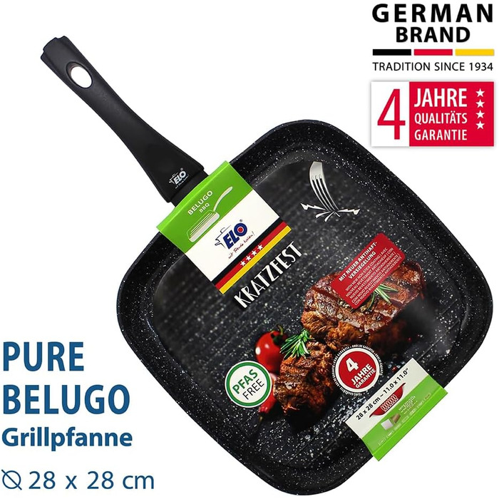 Пан з антипригарним покриттям ELO Belugo 28 см з нержавіючої сталі – сковорода для індукційних плит, чорна, з покриттям ELODUR® Select (без PFAS)