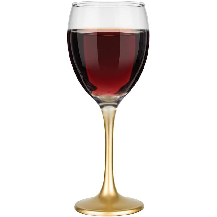 Набір келихів для вина Krosno Glasmark 6 шт. 0.3L (червоне, біле) - прозорі з золотим декором, стійкі до миття в посудомийній машині