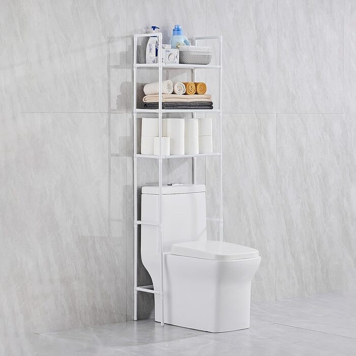 LIUBEI 3-Tier Toilet Shelf, Bathroom Shelf Space-Saving, White Bathroom Organizer Shower Shelf Easy Installation