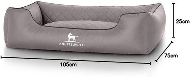 Cuddly Wuff Dog Bed XXL Faux Leather Dog Basket Dog Sofa Dog Cushion Dog Bed Washable Milan, 120 x 85cm, (L 105 x W 75 x H 25 cm, Grey)