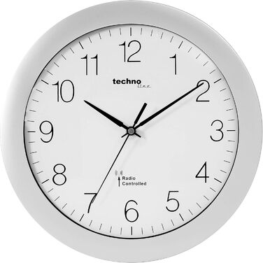 Technoline WS 8016 Modern Digital Radio Wall Clock with Temperature Display, Plastic, White, 225 x 143 x 24 mm WS8016WEISS (Black, Bundle with Radio Wall Clock, Silver-Black)