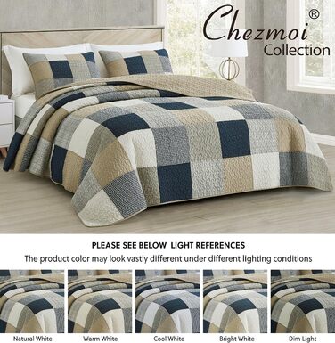 Комплект ковдр Chezmoi Collection Quinn: 3 шт. з квітковим візерунком гібіскуса, смугастий, з бавовни, легкий, двосторонній, Oversized King
