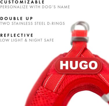 Шлейка для собак EzyDog FORMFIT для маленьких собак – дихаюча сітка 3D Air Mesh, легка, регульована, з відбиваючими елементами та міцним D-подібним кільцем (XS, Червона)