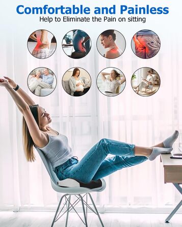 Подушка для сидіння Xespis: ергономічна, з піною Memory Foam, для офісного крісла, ортопедична, для підтримки попереку та куприка, для зменшення тиску на сідниці, для інвалідного візка (чорна)