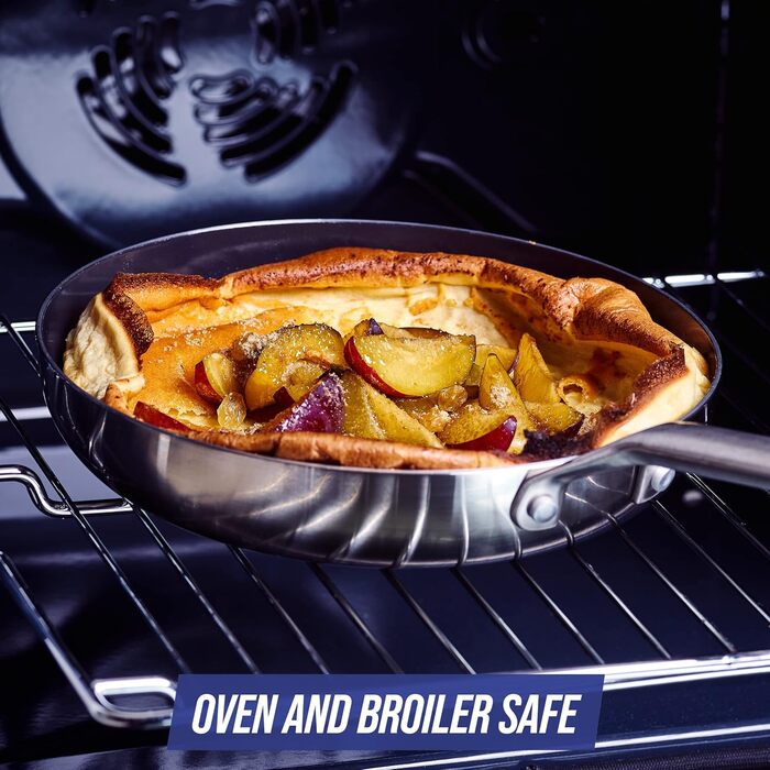 Набір посуду Blue Diamond Cookware (11 предметів): сковороди, каструлі з нержавіючої сталі з покриттям DiamantKeramik, антипригарне покриття, без PFAS, для індукційних плит, можна мити в посудомийній машині та використовувати в духовці, срібний колір