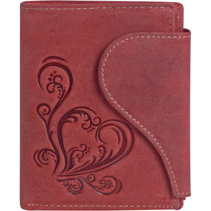 Harrys-Collection Women's Vintage Wallet with Heart Special Edition, Sizes: One Size, Colors: Red, Leather, RFID Protection