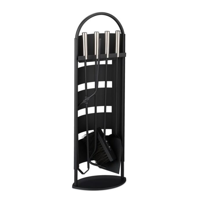 Relaxdays 5-Piece Fireplace Set in Black