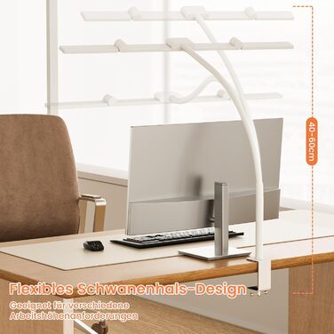 LED лампа для столу TYEE з регулюванням яскравості, 24W, 3 світлодіодні смуги, 1500LM, захист очей, денне світло, з пультом, 5 кольорів, 5 рівнів яскравості, для офісу та дому