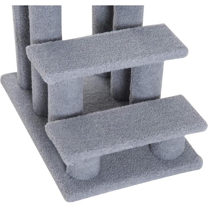 PawHut Pet Stairs Cat Stairs Dog Stairs Stairs for Cats and Dogs 4 Steps Gray 63.5x43x60cm