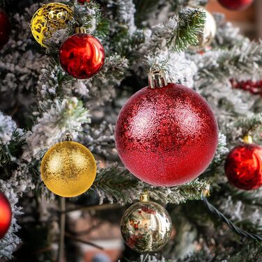 Набір прикрас на ялинку: новорічні кулі Рожево-золоті, 100 шт., різні розміри (3см, 4см, 6см), пластик