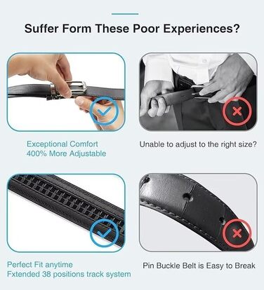 Чоловічий шкіряний ремінь CHAOREN з автоматичною пряжкою, 32 мм, для бізнесу та офіційних заходів, без дірок, розмір 100-110 см (загальна довжина 125 см)