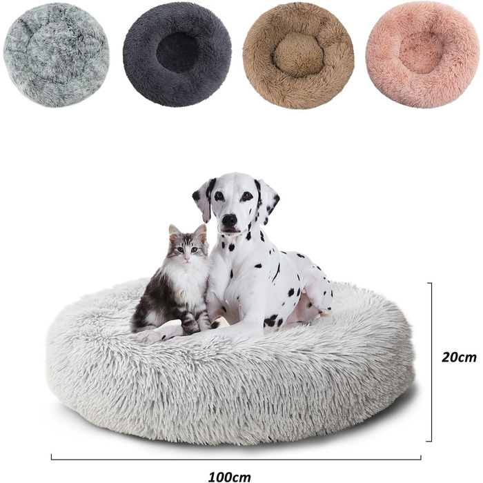 CALIYO Крісло-лежанка для собак та котів середнього розміру, м'яке, миється, діаметр 70 см (100 см), сірий