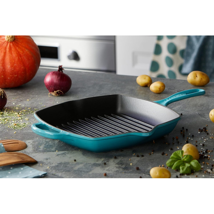 Le Creuset Гриль-сковорода чавунна Signature, 26 см, для всіх плит (індукція), колір вишневий (Kirschrot)