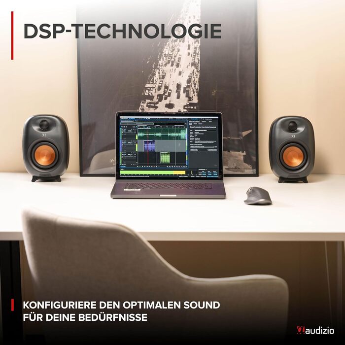 Audizio RS80 HiFi Bluetooth гучномовець, 160 Вт, студійний монітор | Яскравий звук | DSP | 40Hz-20kHz | RCA | USB колонки для ПК, ідеальні для геймерів та меломанів - сірий