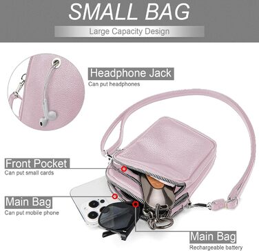 Сумка жіноча мініатюрна на плече для телефону Mini Tasche Lila – кросбоді для iPhone 15/16 Pro Max, Samsung, Xiaomi до 7.5