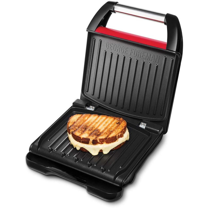 George Foreman Compact Steel Grill & Panini Press - 24x17cm - 3 Portions - Reduces Up to 42% Fat