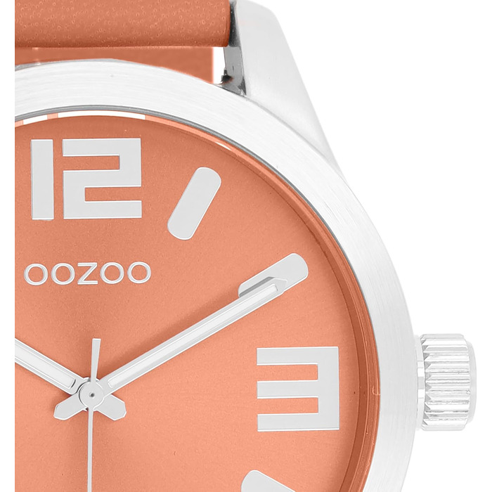 Жіночий аналоговий годинник Oozoo Timepieces з шкіряним ремінцем, круглий циферблат, помаранчевий