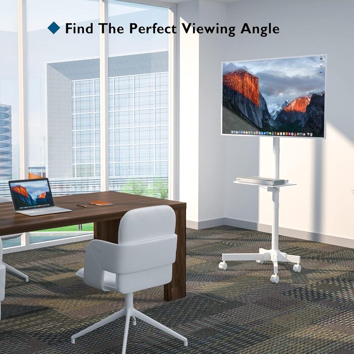 BONTEC Mobile TV Stand for 23-60 inch Plasma/LCD/LED TVs with Laptop Shelf - Adjustable Height, VESA 400x400, 25kg Capacity