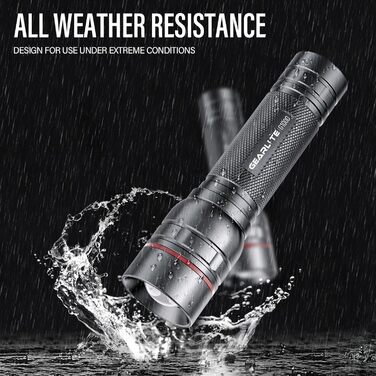 Ліхтар LED Gearlite перезарядна, 1000 люмен, 3 режими, зумування, водонепроникний IP65, для кемпінгу та активного відпочинку (сірий)