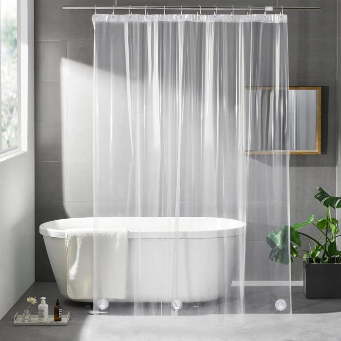 Шторка для душу OTRAKI 200x200 см, антигрибок, EVA, прозора, PVC-free, екологічна, з кільцями, для ванної кімнати